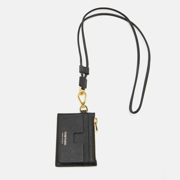 Tom Ford Handbags - Tom Ford Black Leather Card Holder With Lanyard